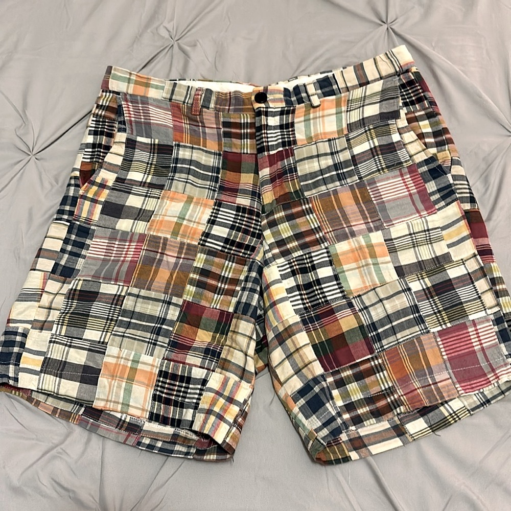 GARRET SCOTT Flat Front Madras Plaid Shorts - Size 34